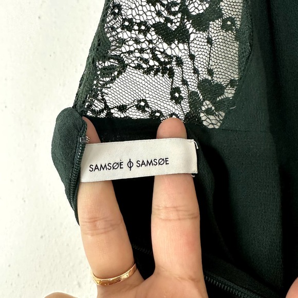 Samsoe & Samsoe Ginni Long Lace Back Dress in Darkest Spruce Size Small - Picture 5 of 10